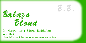 balazs blond business card